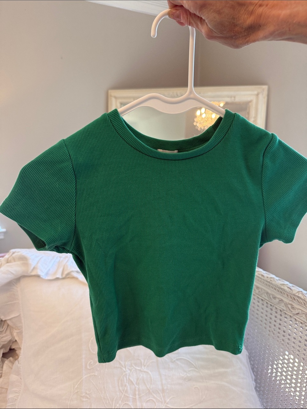 Garage Green Short Sleeve Cropped Top
